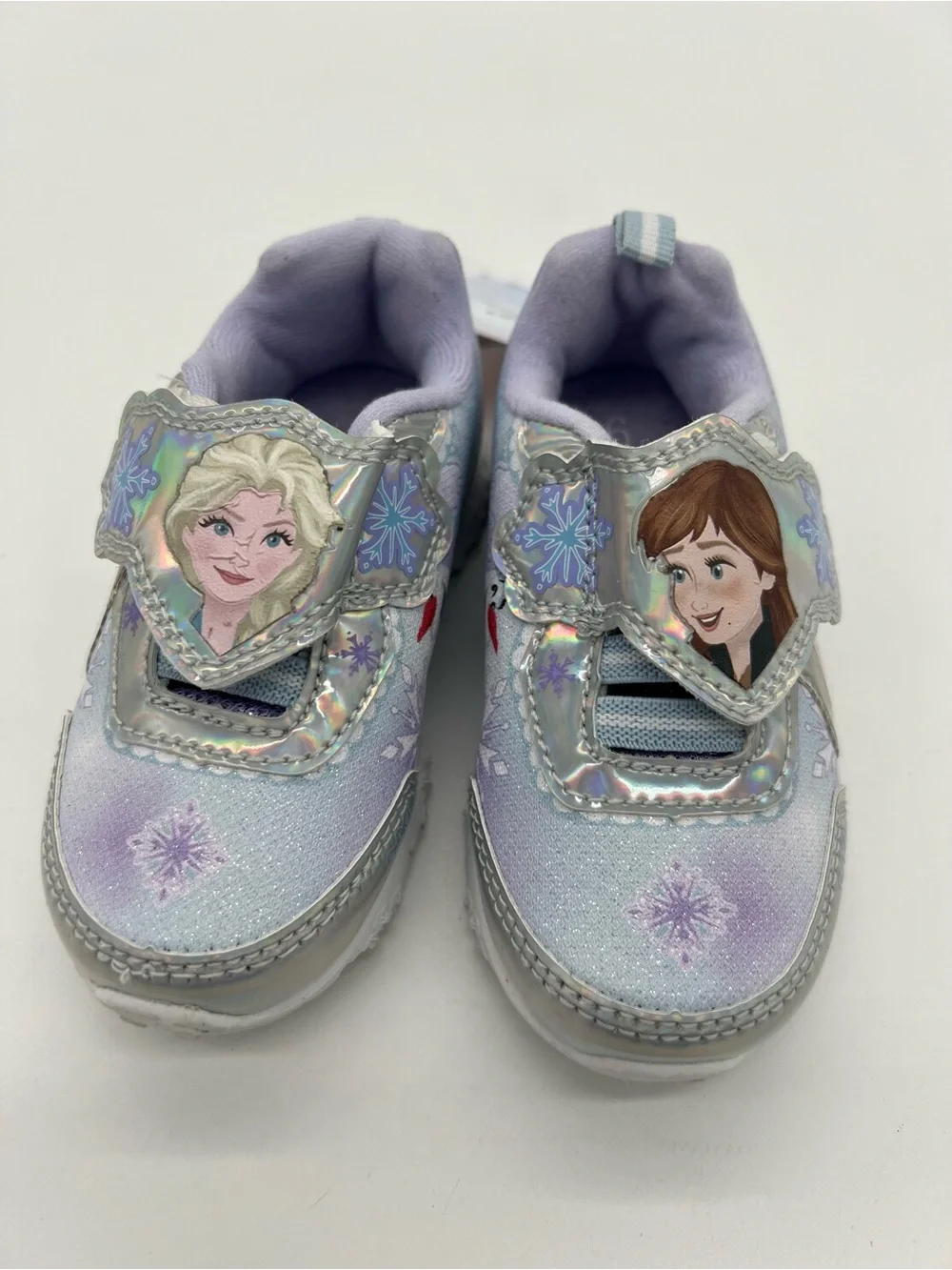 Disney Frozen Anna Elsa Blue Slip on Hook & Loop Sneakers Sz 6